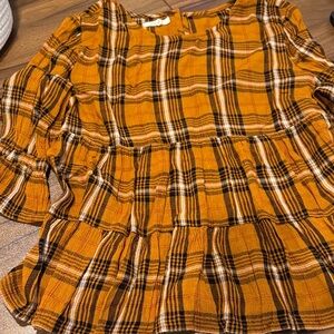 Maurices Orange Plaid Blouse